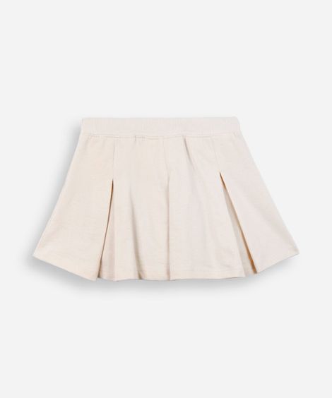 short saia de moletinho infantil plissado off white