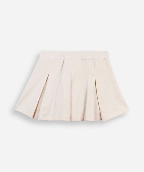 short saia de moletinho infantil plissado off white