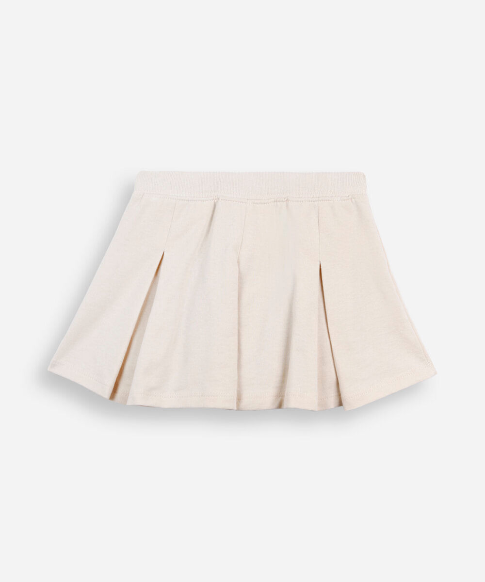short saia de moletinho infantil plissado off white