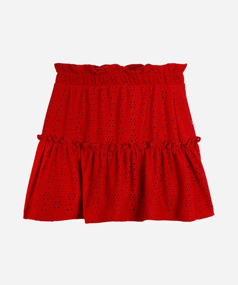 saia de laise infantil floral vermelha