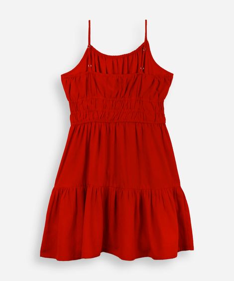 vestido curto juvenil com alças finas vermelho