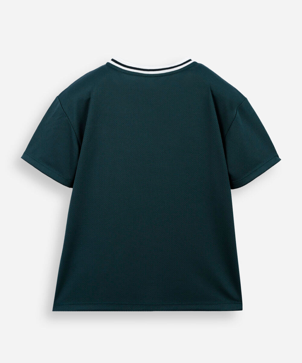 camiseta infantil esportiva gola V verde