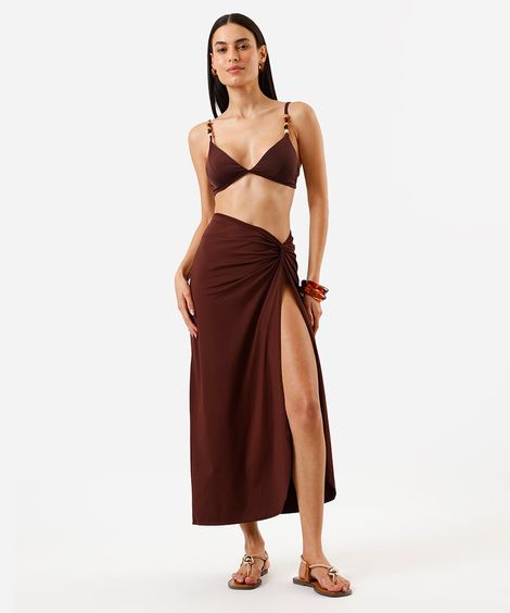 saia saída de praia feminina marrom