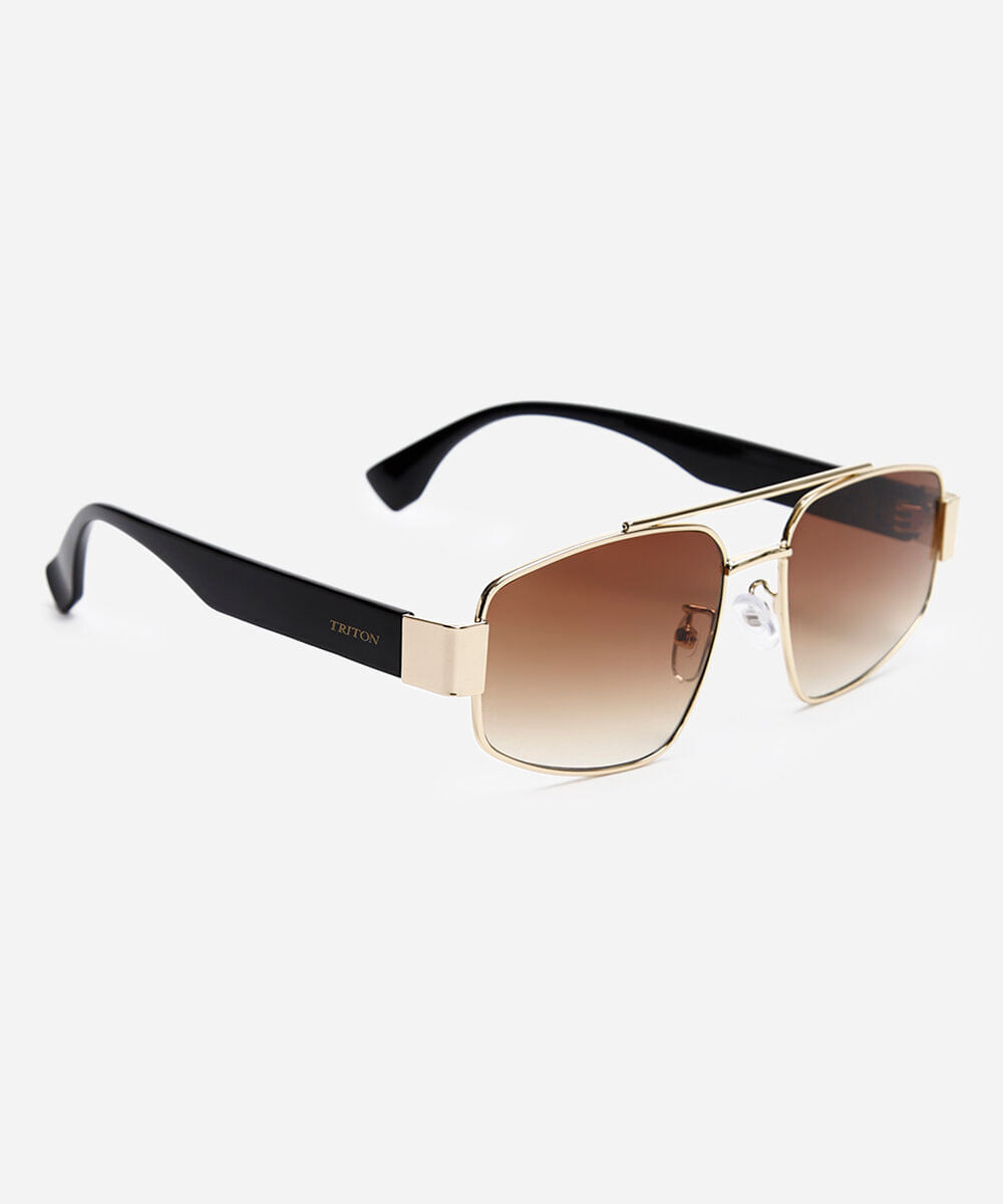 óculos de sol quadrado triton dourado