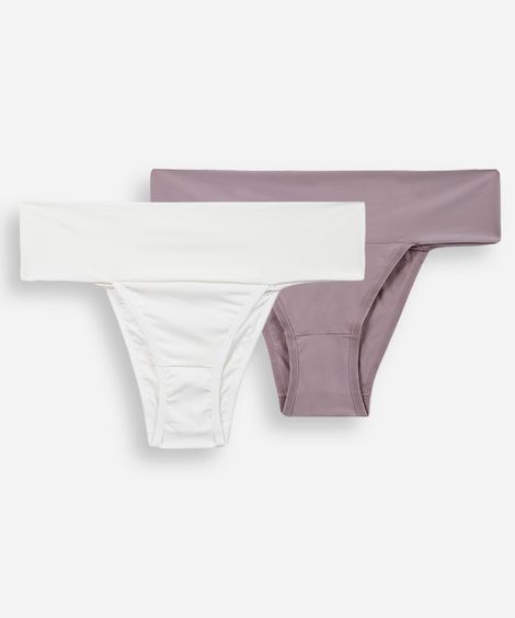 kit de 2 calcinhas biquíni de poliamida colorido