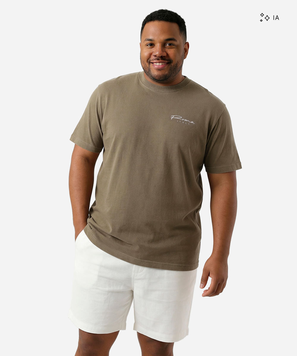 bermuda reta masculina de sarja cós elástico plus size off white