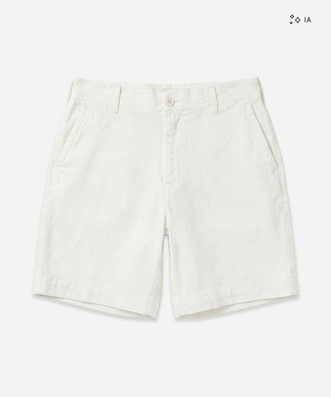 bermuda reta masculina de sarja cós elástico plus size off white