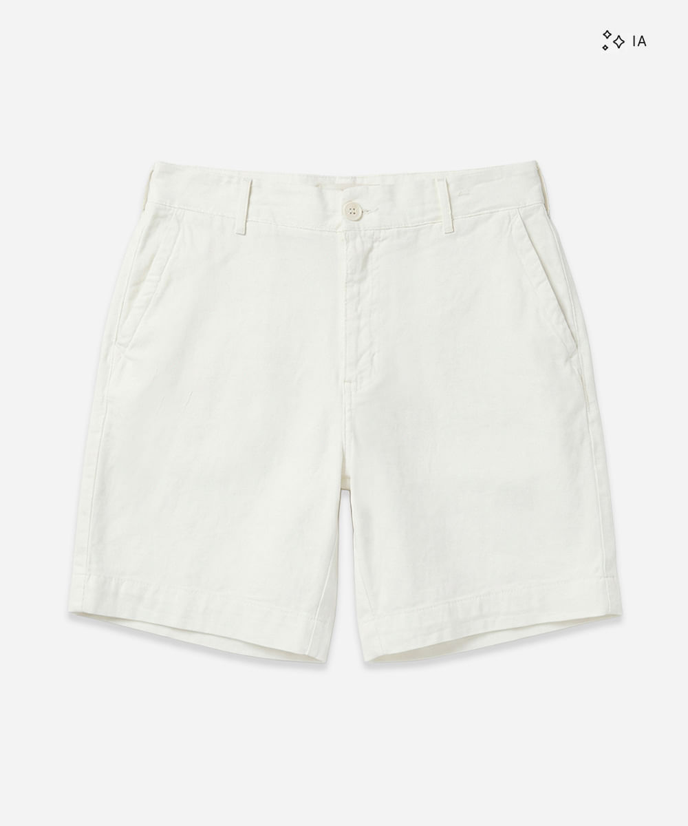 bermuda reta masculina de sarja cós elástico plus size off white
