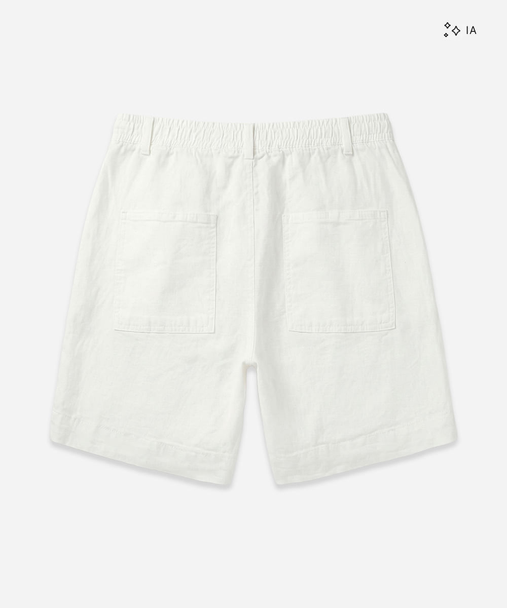 bermuda reta masculina de sarja cós elástico plus size off white