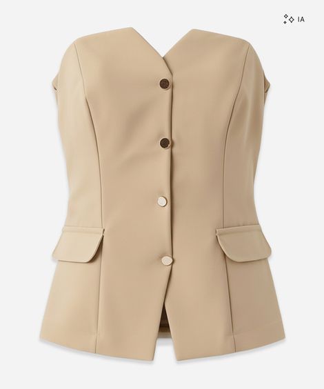 top corset feminino de alfaiataria com botão e lapela marrom