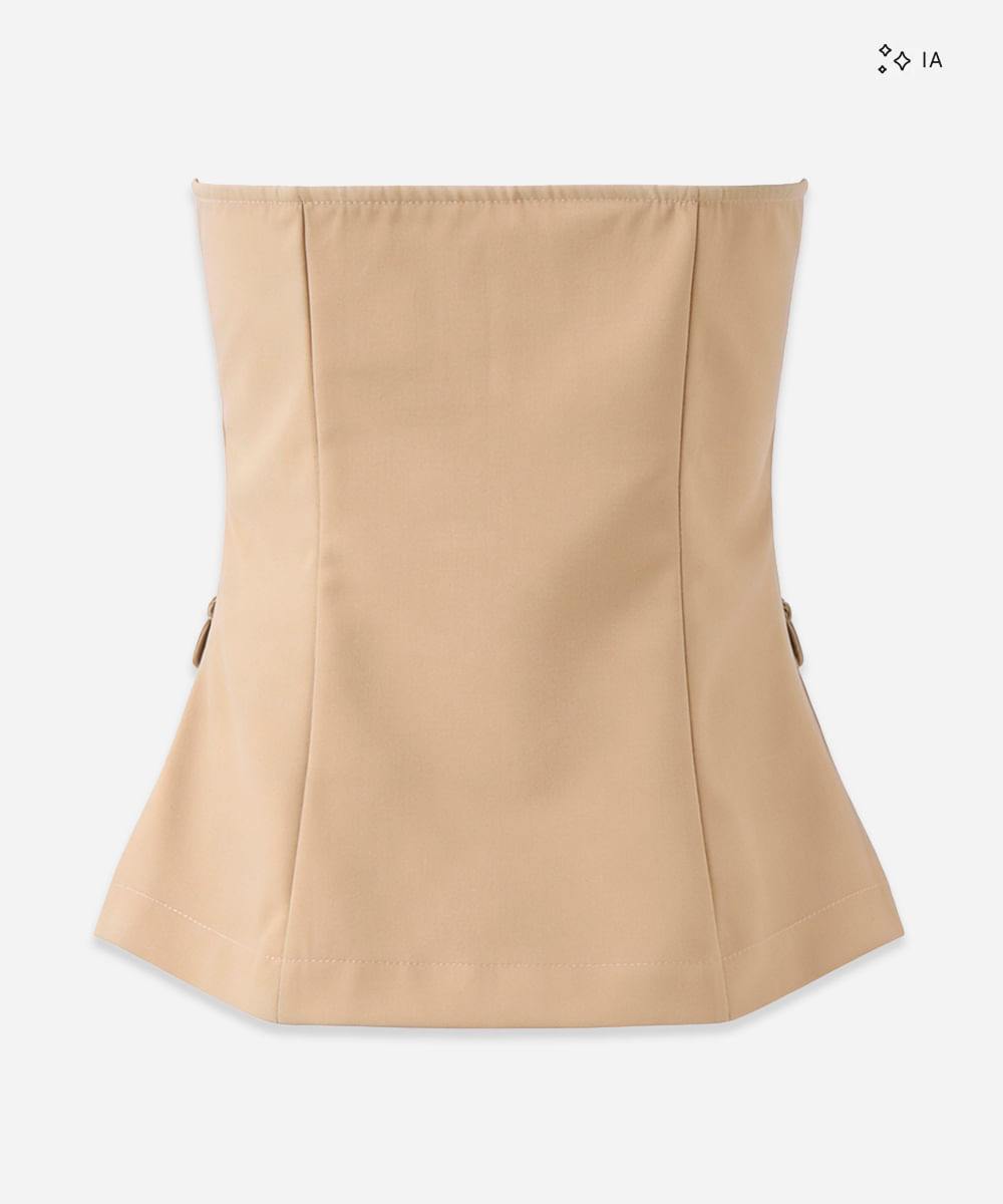 top corset feminino de alfaiataria com botão e lapela marrom