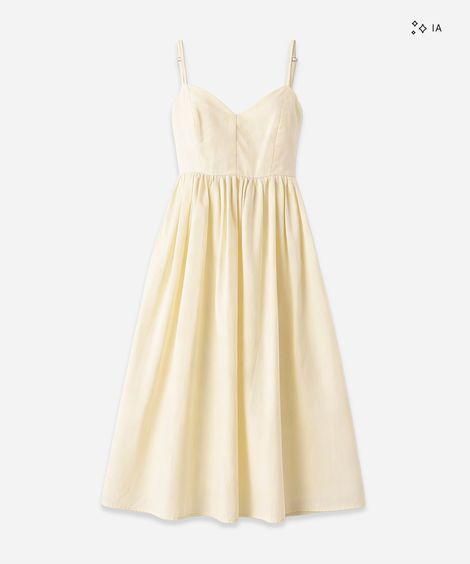 vestido midi feminino com algodão alça fina decote coração amarelo