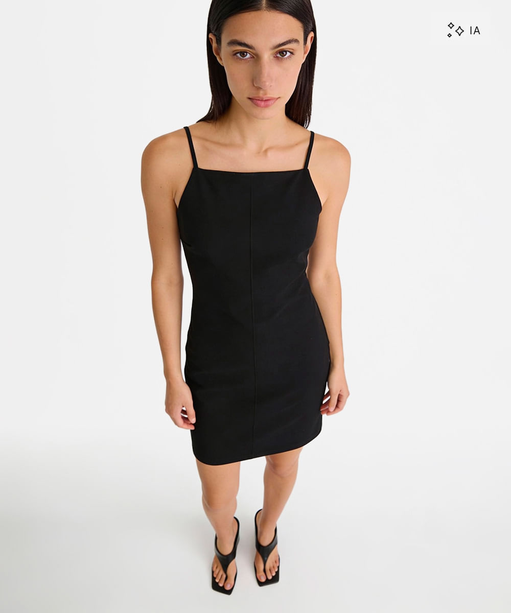 vestido feminino curto alfaiataria preto
