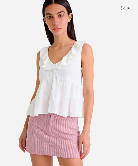 short saia de sarja feminino listrado com fenda lateral vermelho