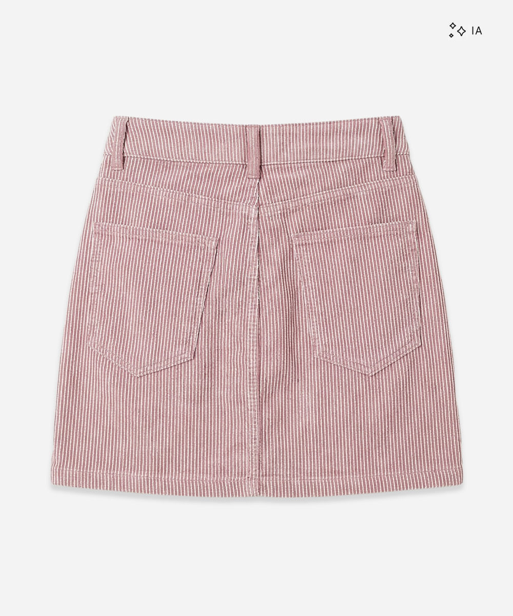 short saia de sarja feminino listrado com fenda lateral vermelho
