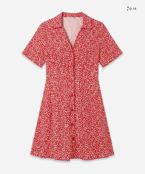 vestido curto feminino de viscose floral vermelho