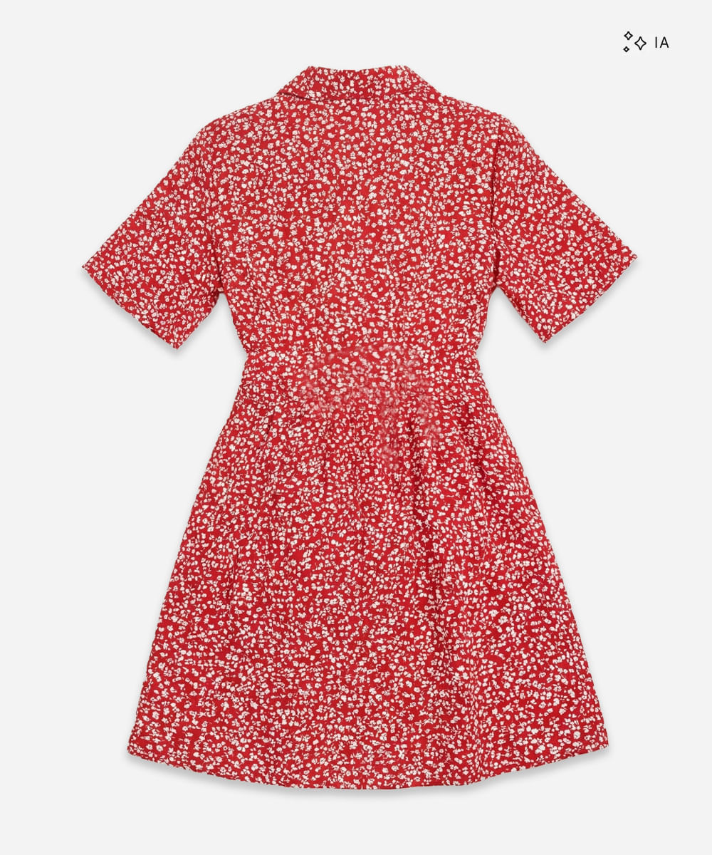 vestido curto feminino de viscose floral vermelho