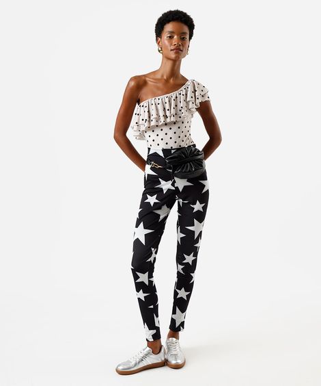 calça legging feminina estrelas preta