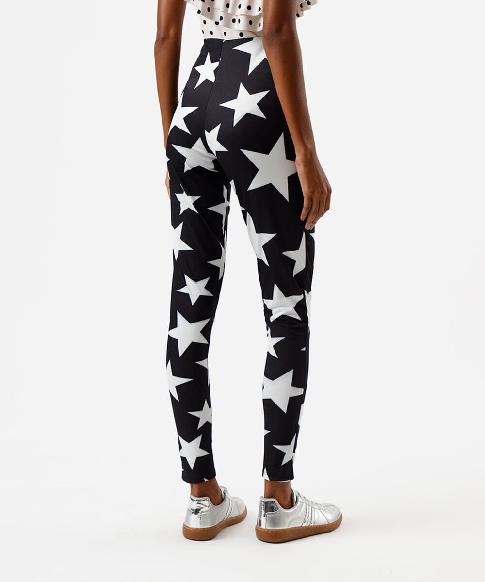 calça legging feminina estrelas preta