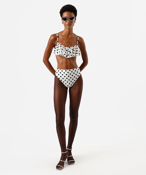 biquíni calcinha hot pant feminino poá bege