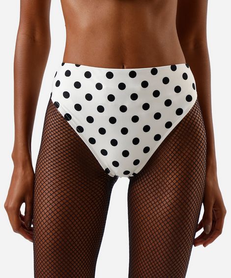 biquíni calcinha hot pant feminino poá bege