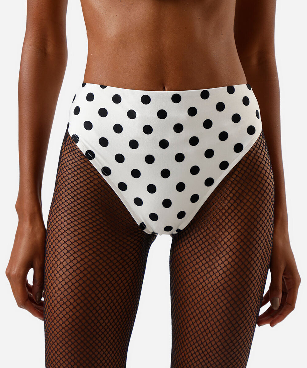 biquíni calcinha hot pant feminino poá bege