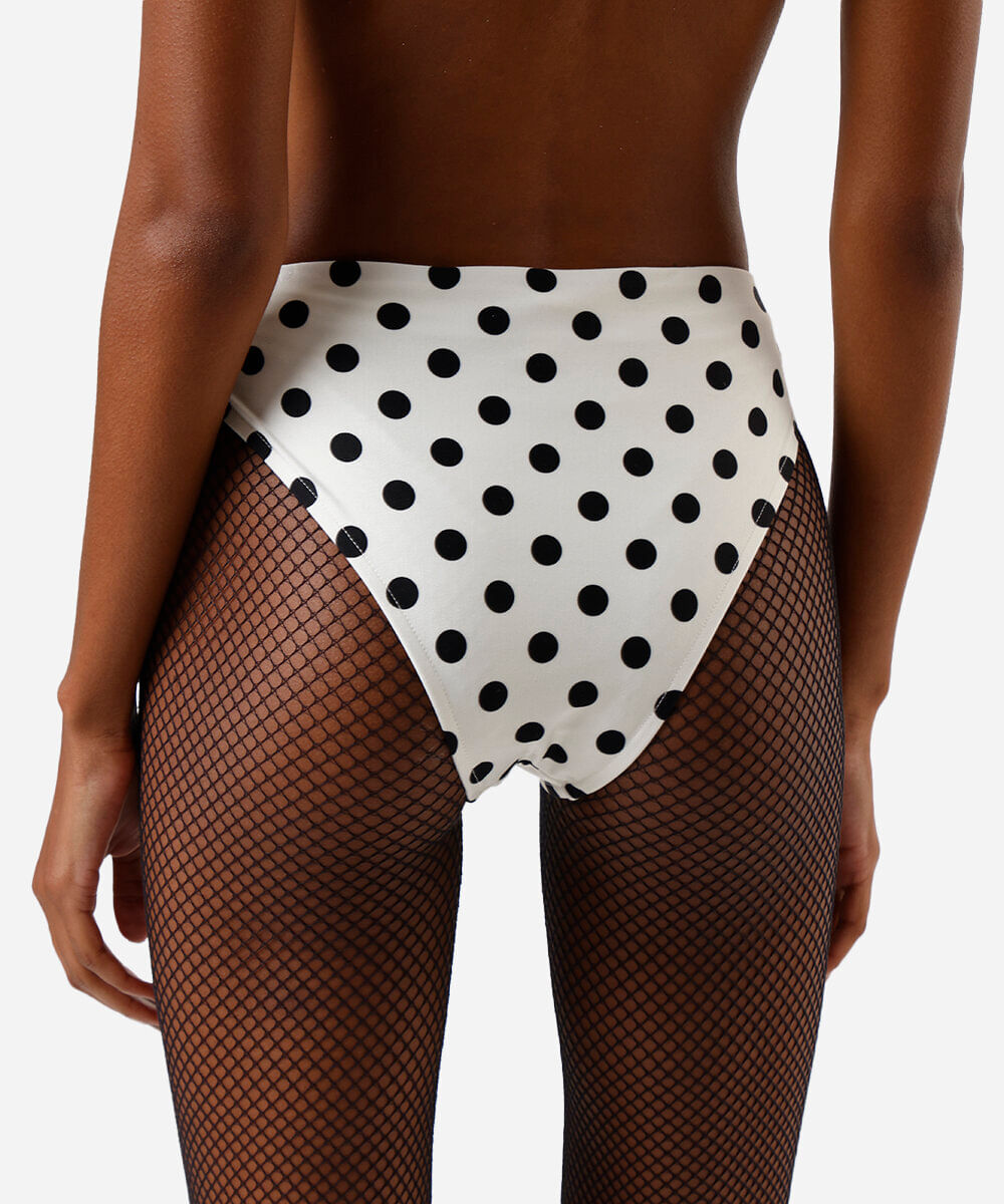 biquíni calcinha hot pant feminino poá bege