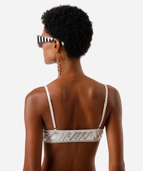 top feminino com franjas e brilhos metalizado prateado