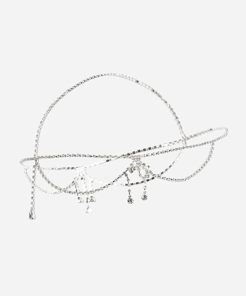 tiara com brilhos prateada