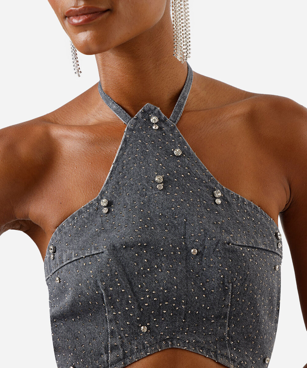 top frente única jeans