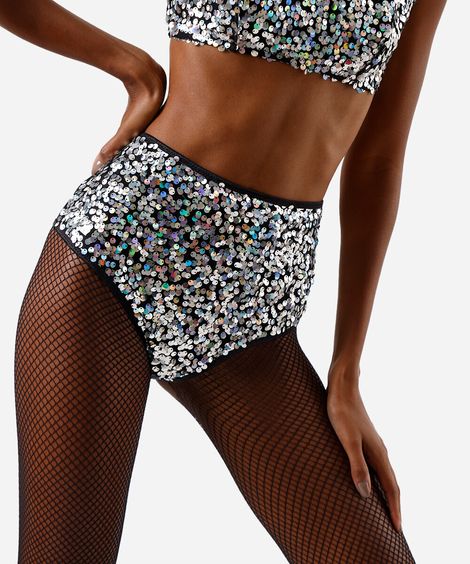 calcinha hot pant feminina com paetê preta