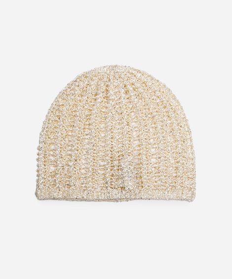 touca de crochê com paetê  off white