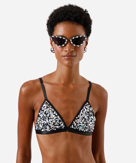 sutiã triângulo feminino com paetê preto