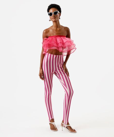 calça legging fusô feminina  listrada rosa