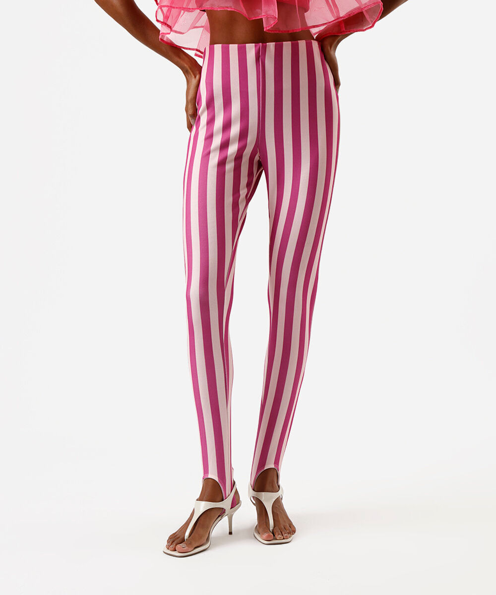 calça legging fusô feminina  listrada rosa