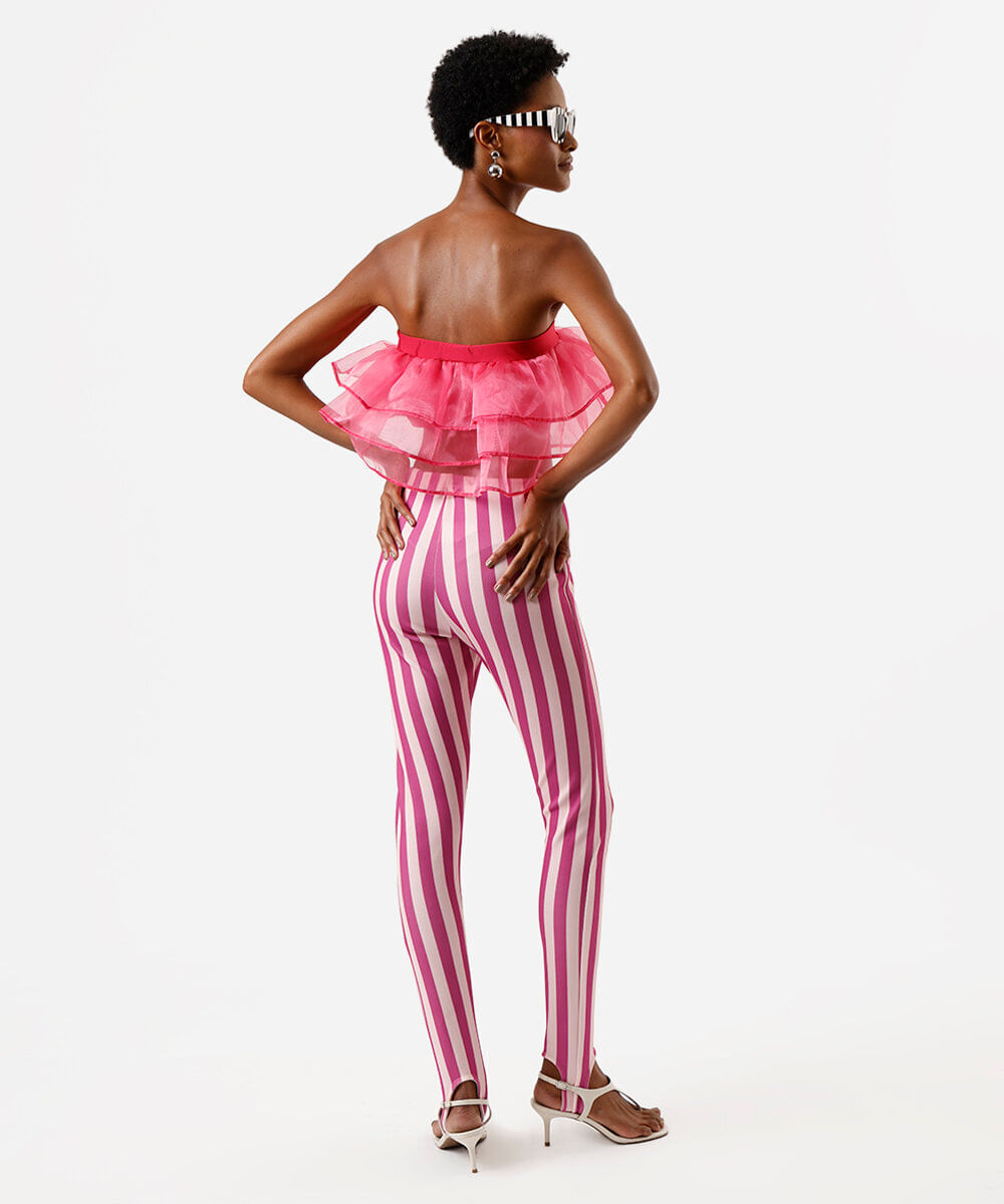 calça legging fusô feminina  listrada rosa