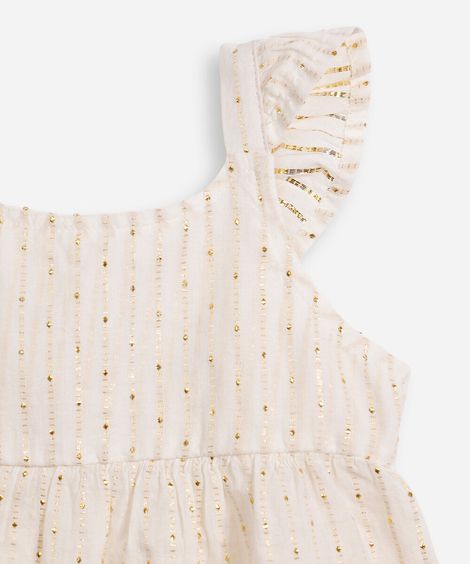 conjunto infantil listrado com brilho off white