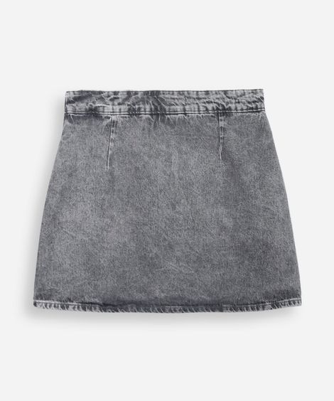 short saia juvenil de algodão com recortes cinza