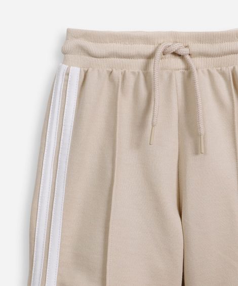 bermuda infantil de moletom com listras bege