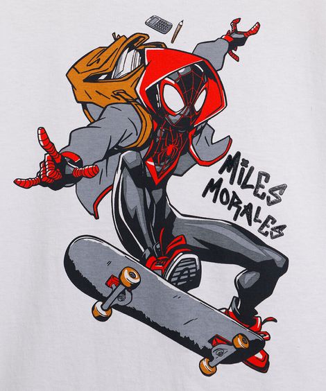 conjunto infantil em malha de algodão miles morales off white