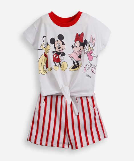 conjunto infantil de algodão minnie off white