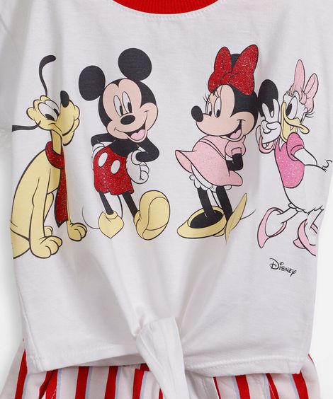 conjunto infantil de algodão minnie off white