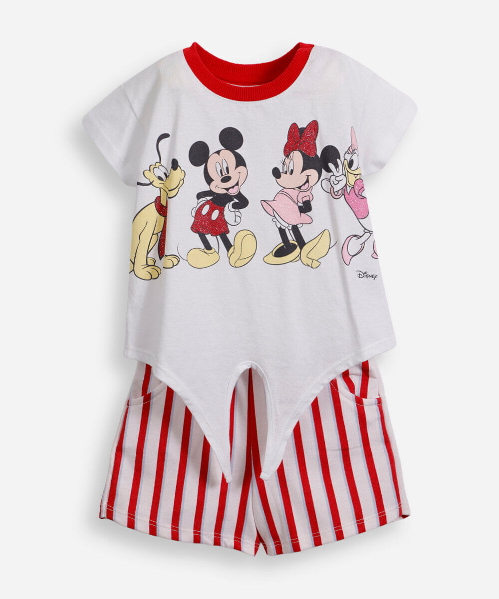 conjunto infantil de algodão minnie off white
