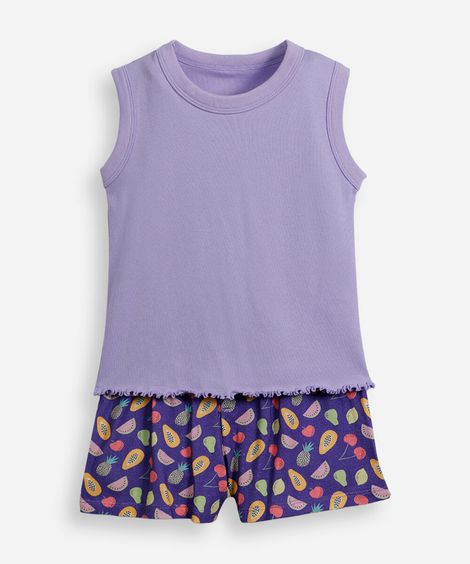 pijama infantil de algodão frutas lupo lilás