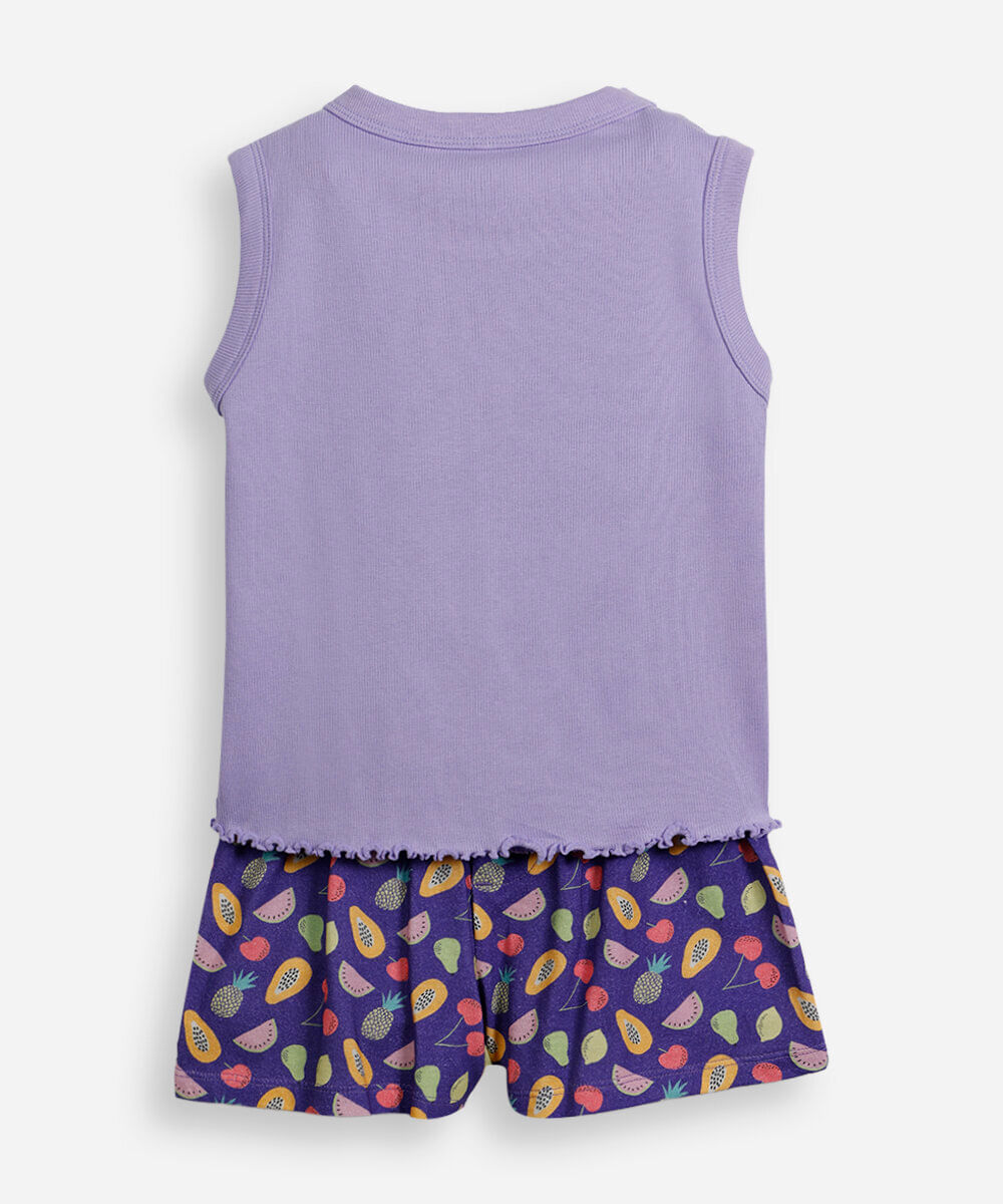 pijama infantil de algodão frutas lupo lilás
