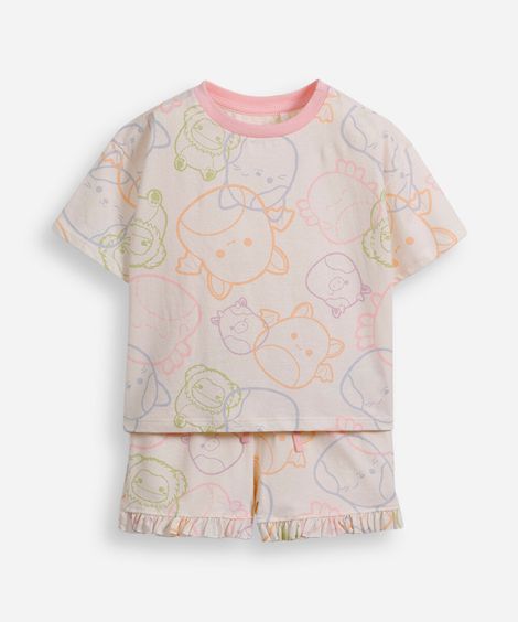 pijama infantil de algodão squishmallow bege