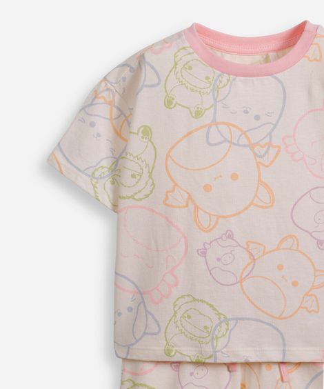 pijama infantil de algodão squishmallow bege