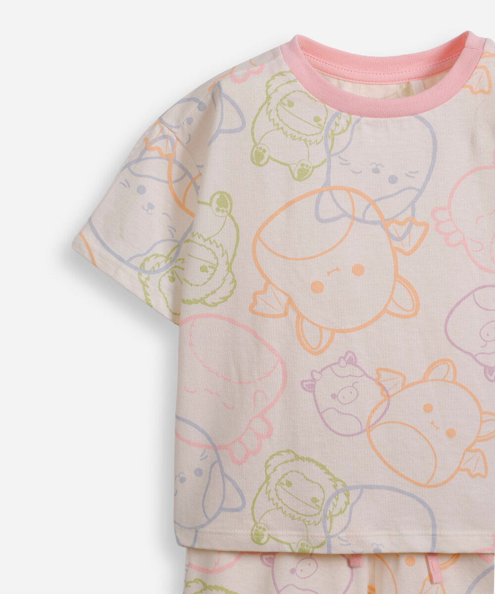 pijama infantil de algodão squishmallow bege