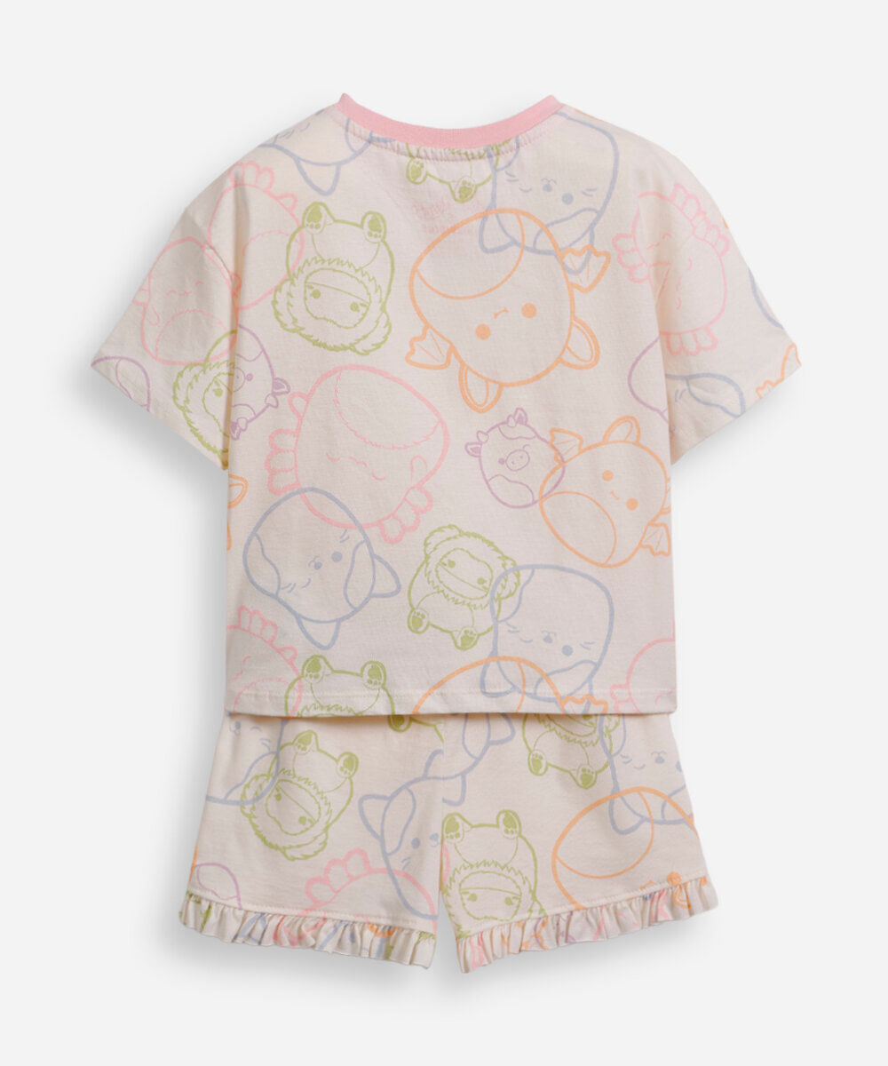 pijama infantil de algodão squishmallow bege