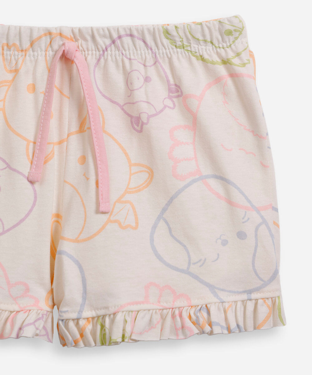 pijama infantil de algodão squishmallow bege